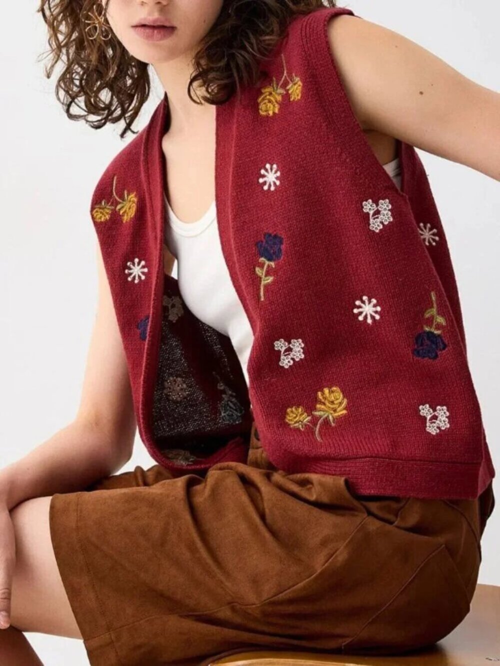 NWT Floral knit vest